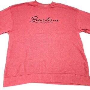 Boston Massachusetts Sweatshirt 2XL Red Soft Fleece Bay State Gear Script Travel